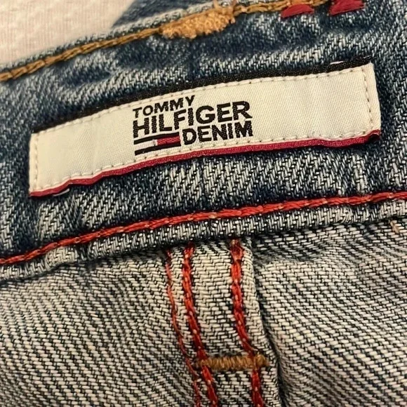 Tommy Hilfiger women’s jeans 10 cropped trend embroider blue red logo new denim - Picture 7 of 9